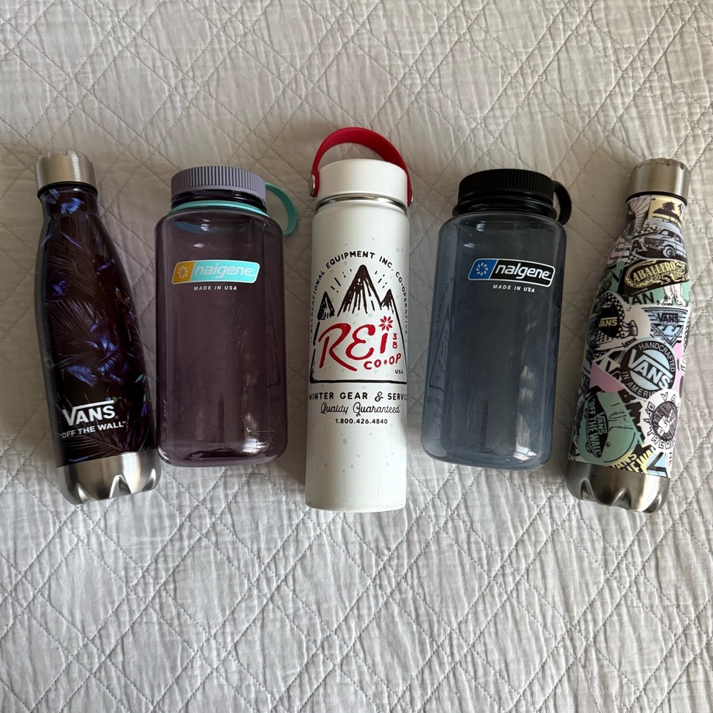 Vans, REI Hydro Flask and Nalgene Water Bottle Bundle Collection of 5